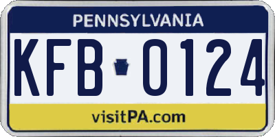 PA license plate KFB0124