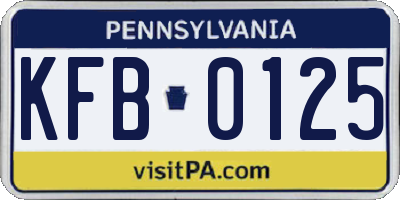 PA license plate KFB0125