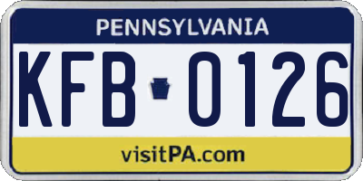 PA license plate KFB0126