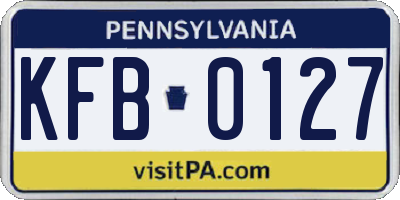 PA license plate KFB0127