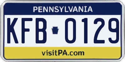 PA license plate KFB0129