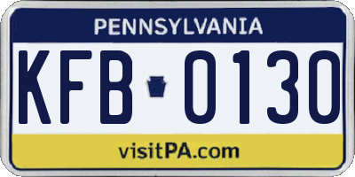PA license plate KFB0130