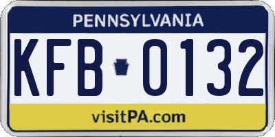 PA license plate KFB0132