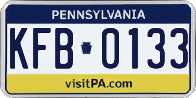 PA license plate KFB0133