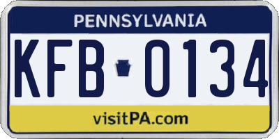 PA license plate KFB0134