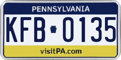 PA license plate KFB0135