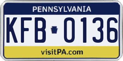 PA license plate KFB0136
