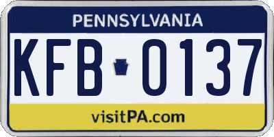 PA license plate KFB0137