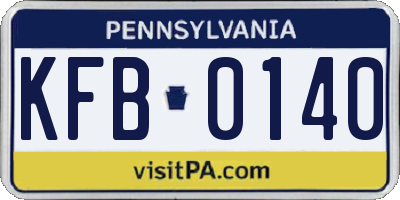 PA license plate KFB0140
