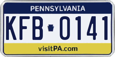 PA license plate KFB0141