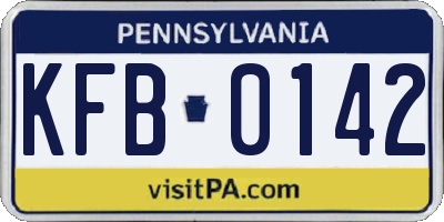 PA license plate KFB0142