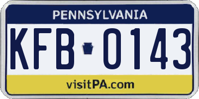 PA license plate KFB0143