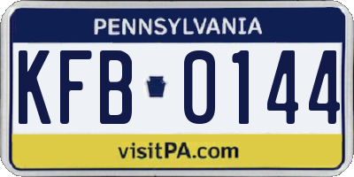 PA license plate KFB0144
