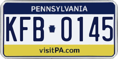 PA license plate KFB0145