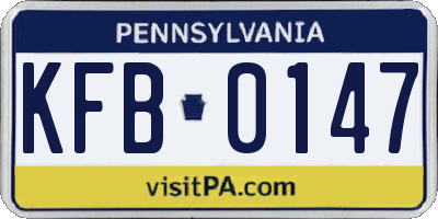 PA license plate KFB0147