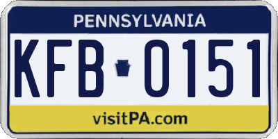 PA license plate KFB0151