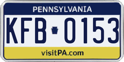 PA license plate KFB0153