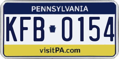 PA license plate KFB0154
