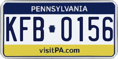 PA license plate KFB0156