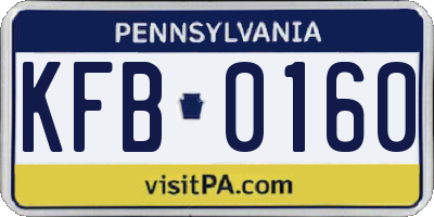 PA license plate KFB0160