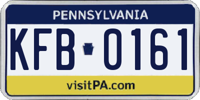 PA license plate KFB0161