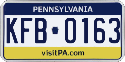 PA license plate KFB0163