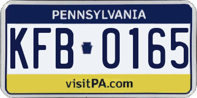 PA license plate KFB0165