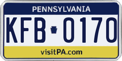 PA license plate KFB0170