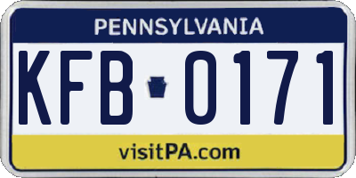 PA license plate KFB0171