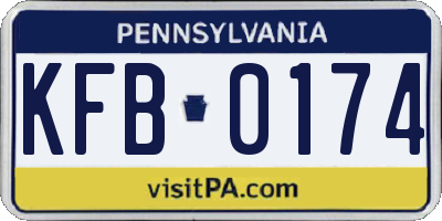 PA license plate KFB0174