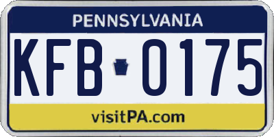 PA license plate KFB0175