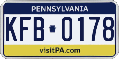 PA license plate KFB0178
