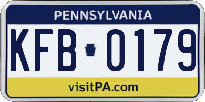 PA license plate KFB0179