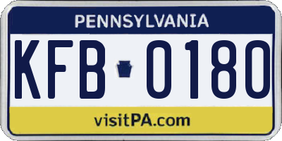 PA license plate KFB0180