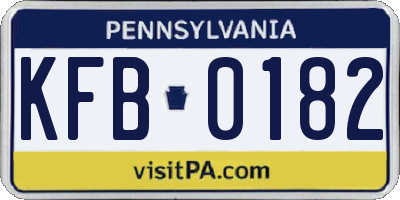 PA license plate KFB0182
