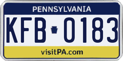 PA license plate KFB0183