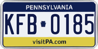 PA license plate KFB0185