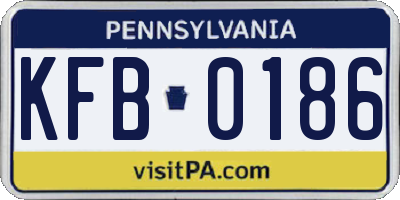 PA license plate KFB0186