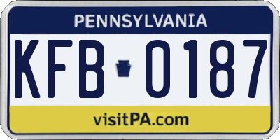 PA license plate KFB0187