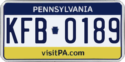 PA license plate KFB0189