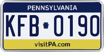 PA license plate KFB0190