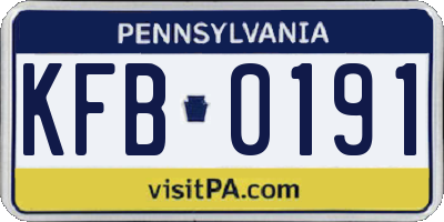 PA license plate KFB0191