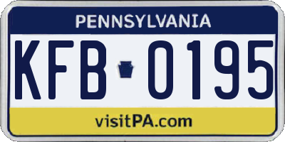 PA license plate KFB0195