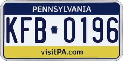 PA license plate KFB0196