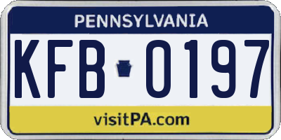 PA license plate KFB0197