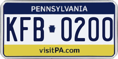 PA license plate KFB0200