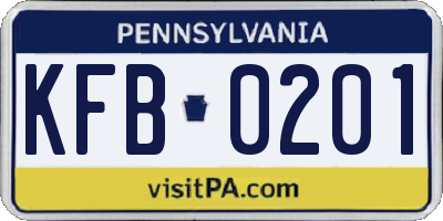 PA license plate KFB0201
