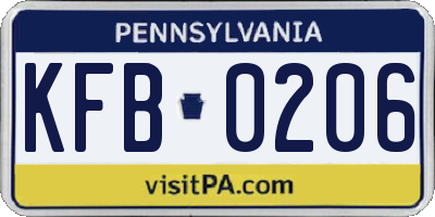 PA license plate KFB0206