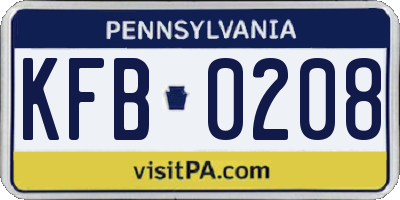 PA license plate KFB0208