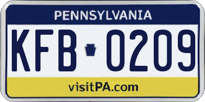 PA license plate KFB0209